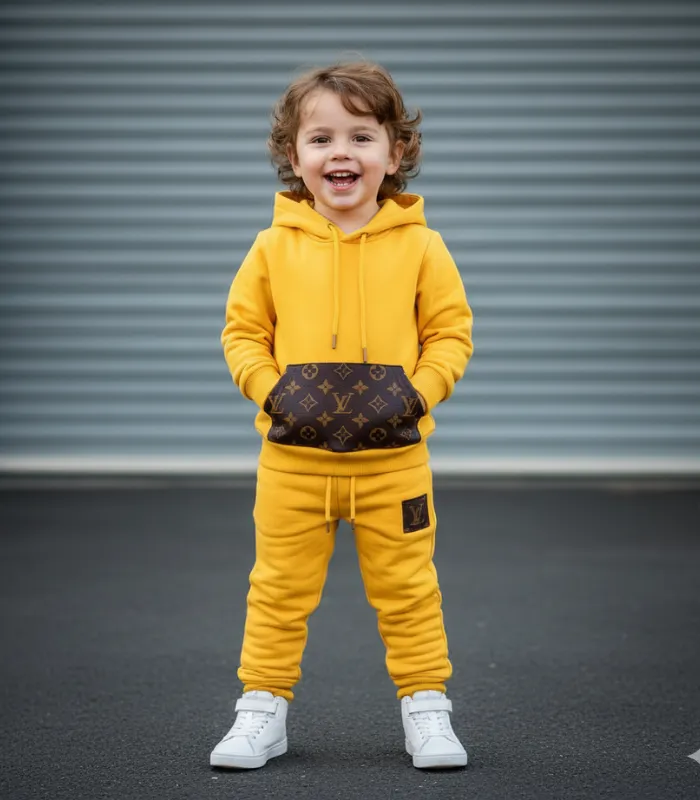 1-1 Louıs Vuıtton Baskılı Tam Kışlık Takım Üç İplik - Görsel 1
