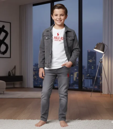 Polo Baskılı Ceket Tişört Pantolon Kot Takım