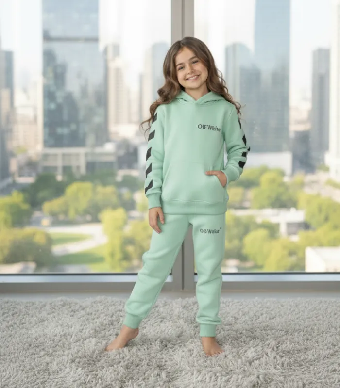 1-17 Off White Baskılı Üç İplik Şardonlu Takım - Görsel 1