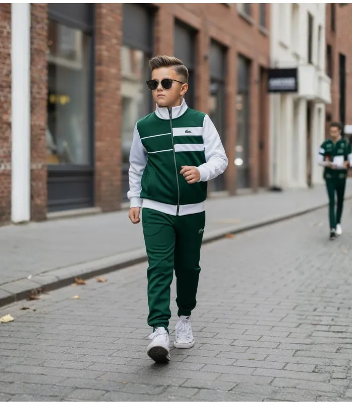 1-3 Lacoste Baskılı Doubleface Kumaş Alt Üst Eşofman Takımı A Kalite - Görsel 1