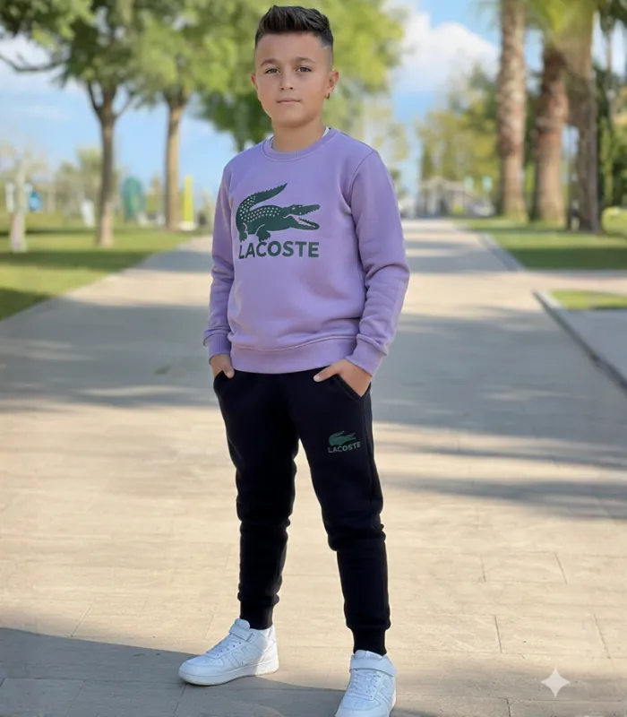 39_39_11zon Lacoste Baskılı Suprem Pamuklu Kumaş Alt Üst Şık Takım - Görsel 1