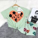 Mickey Desenli Kız Çocuk Alt Üst Yazlık Takım - Görsel 4