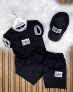 Dolce Gabbana  Baskılı Mükemmel Kalite A Plus Şortlu Şapkalı 3 lü takım - Görsel 2