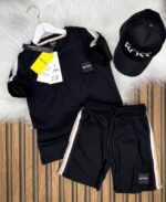 Boss Baskılı Mükemmel kalite!  Petekli kumaş A plus Şortlu şapkalı 3 lü takım - Görsel 3