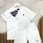 Polo Baskılı Şapka  Kısa Kollu Tişört  Şort  Yazlık 3lü Kombin