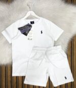 Polo Baskılı Şapka  Kısa Kollu Tişört  Şort  Yazlık 3lü Kombin