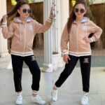 Kız Çocuk Yeni Sezon  Chanel Baskılı 2 İplik Kompakt Kumaş Şıklığı - Görsel 4