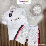 Gucci Baskılı Üçlü Şortlu Şapkalı Yazlık Takım A Kalite