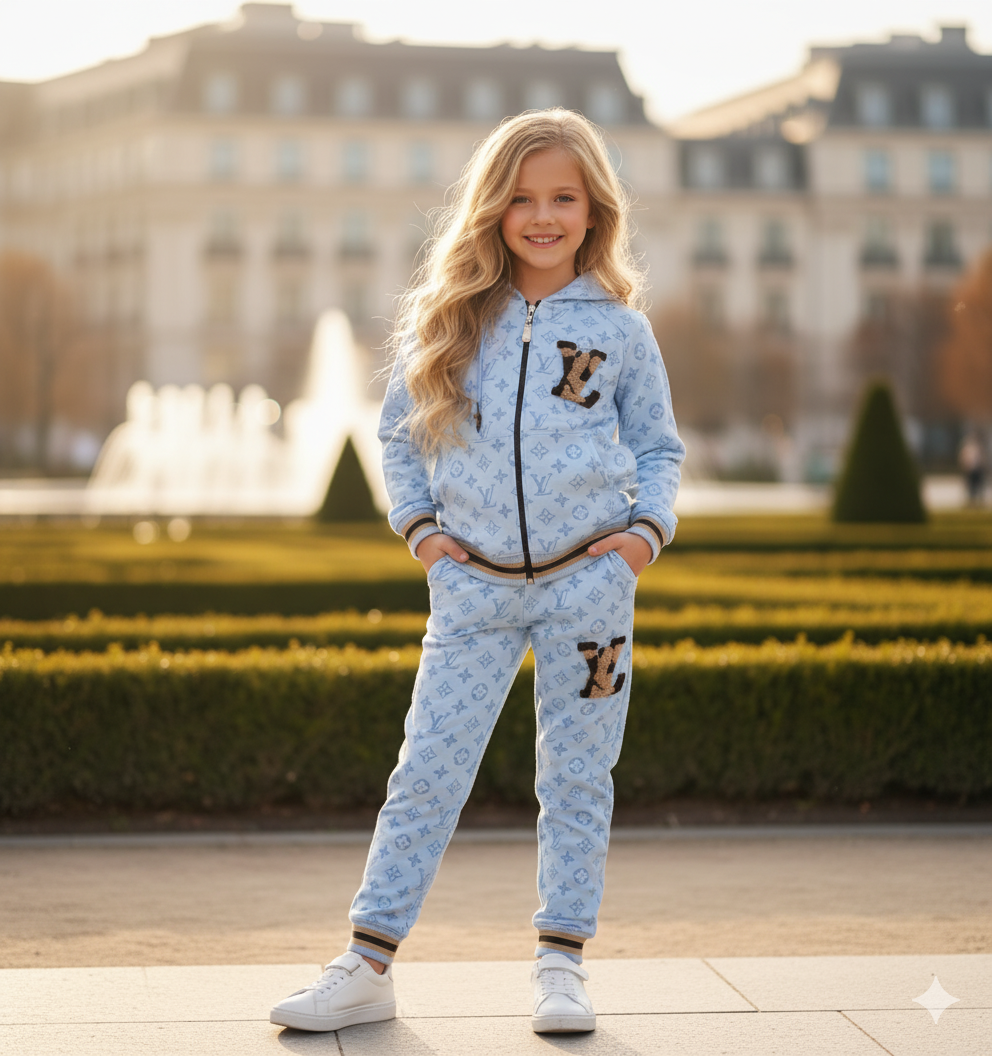 Gemini_Generated_Image_w8wmwrw8wmwrw8wm-3 Louis Vuitton Baskılı Kız Çocuk Alt Üst Takım - Görsel 1