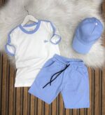 Lacoste Baskılı Şapkalı Üçlü Yazlık Takım  A Kalite - Görsel 2