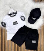 Dolce Gabbana  Baskılı Mükemmel Kalite A Plus Şortlu Şapkalı 3 lü takım - Görsel 3