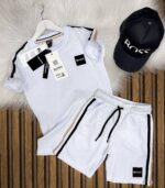 Boss Baskılı Mükemmel kalite!  Petekli kumaş A plus Şortlu şapkalı 3 lü takım - Görsel 2