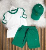 Lacoste Baskılı Şapkalı Üçlü Yazlık Takım  A Kalite